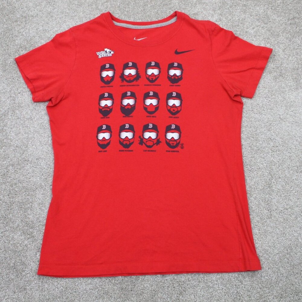 Nike Boston Red Sox‎ Shirt Womens XL Red Slim Fit S/S Pullover 2013 World Series